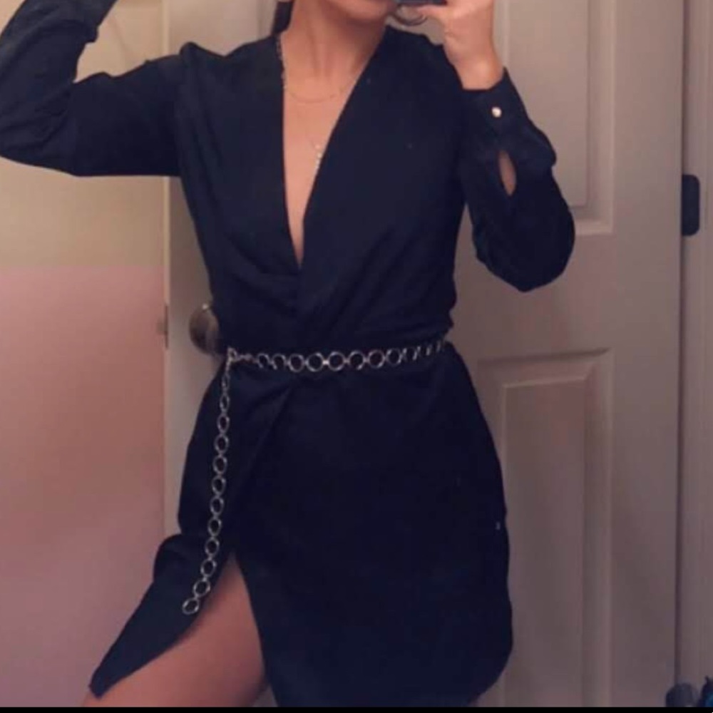 Forever 21 Satin Long Sleeve Dress